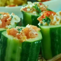 Greek,Cucumber,Cups,little,Cuties,Stuffed,With,A,Greek-salad,Style,Mixture,